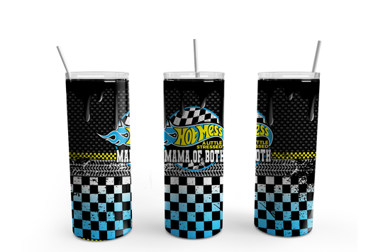 Hot Wheels Inspired "Hot Mess Little Stressed Mama of Both" 20oz Tumbler