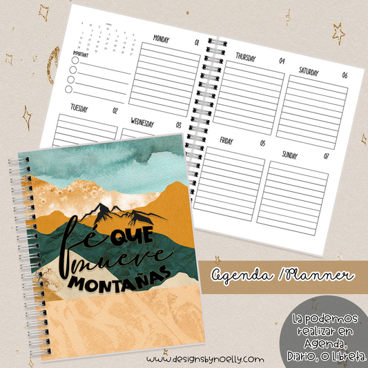 Fe Que Mueve Montanas / Agenda / Planner / Libreta / English/ Spanish