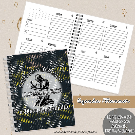 Dedicado y Entregado Hombre de Dios / Agenda / Planner / Libreta / English/ Spanish