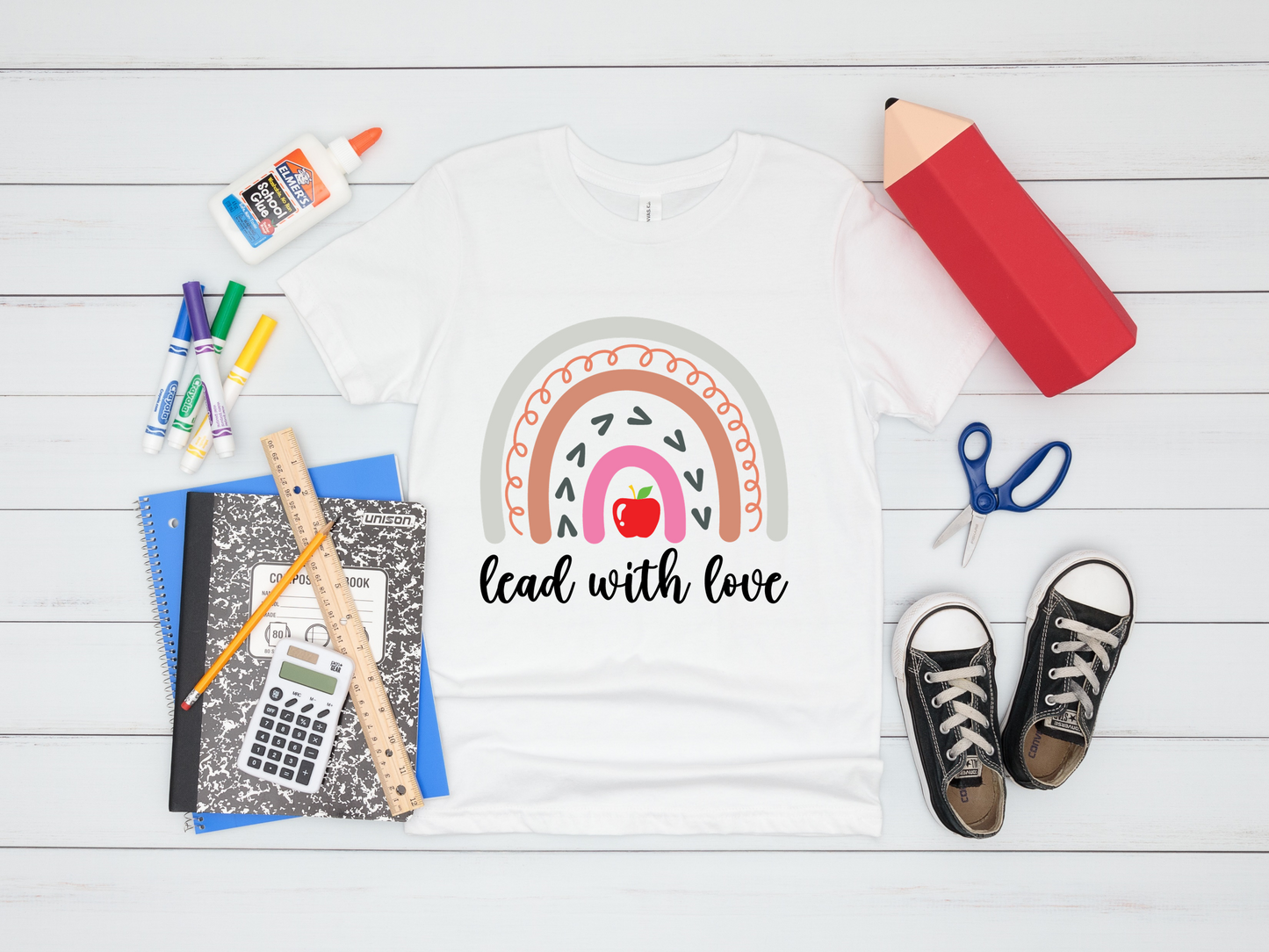 Lead With Love ,  Boho Rainbow T-Shirt