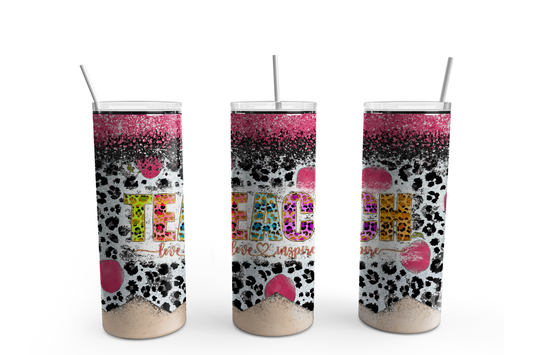Glitter Teacher Love & Inspire Custom 20oz Tumbler Cup