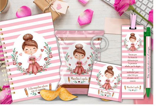 Pink Teacher Kit /Maestra Rosita Kit / Teacher Appreciation Git / Dia del Maestro / Regalos Personalizados