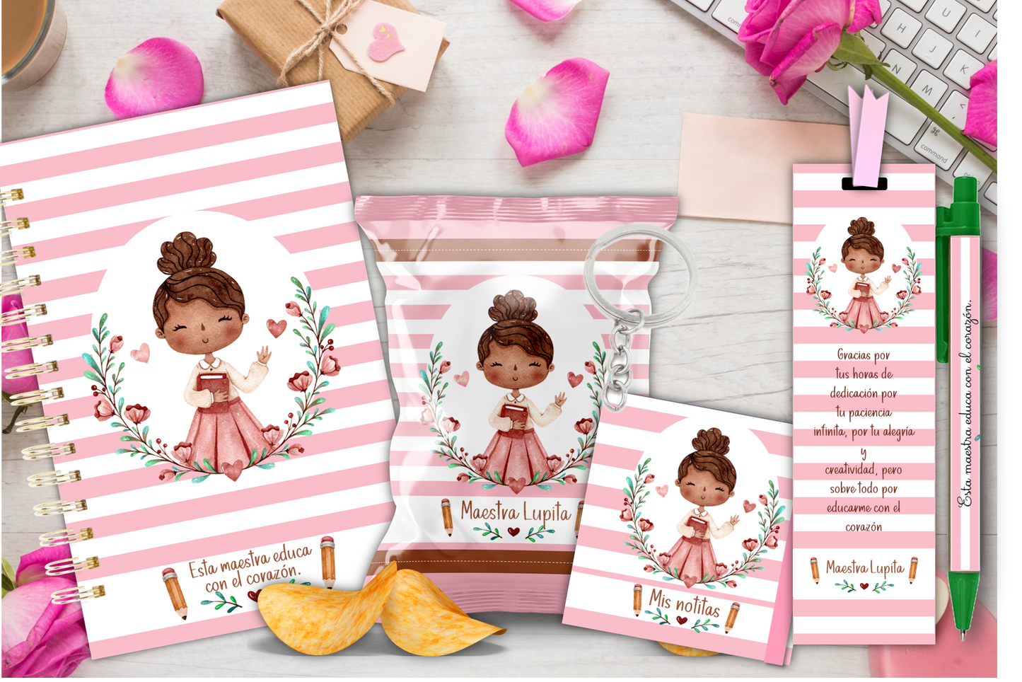 Pink Teacher Kit /Maestra Rosita Kit / Teacher Appreciation Git / Dia del Maestro / Regalos Personalizados