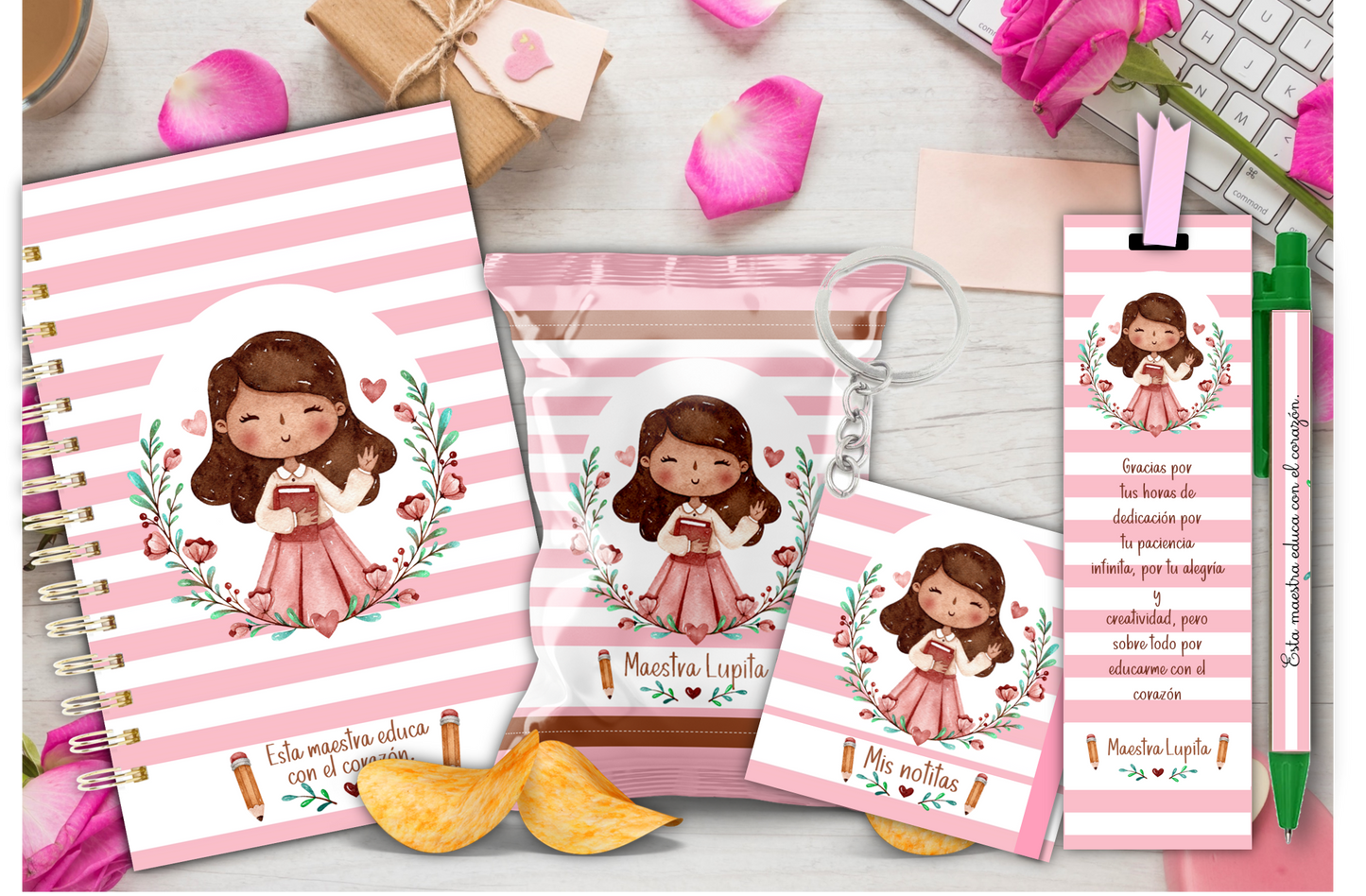 Pink Teacher Kit /Maestra Rosita Kit / Teacher Appreciation Git / Dia del Maestro / Regalos Personalizados