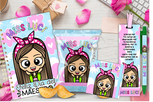 Cute Teacher with Flowers Kit / Linda Maestra con Flores Kit / Teacher Appreciation Git / Dia del Maestro / Regalos Personalizados