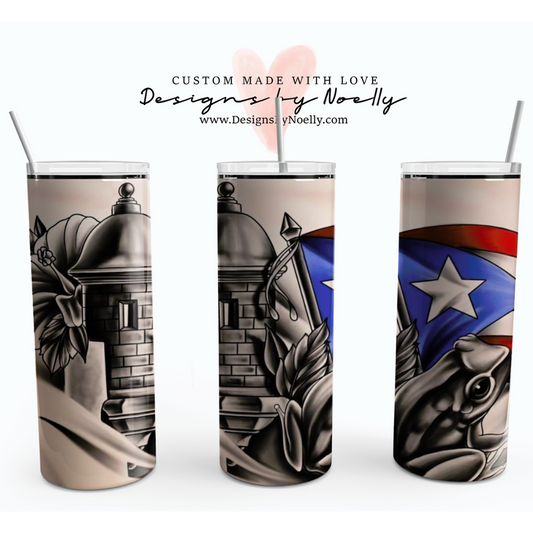 Puerto Rico, Coqui, Garita, Bandera, Flag, Amapola, Boricua 20 oz Tumbler