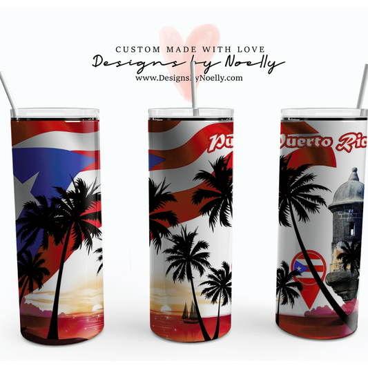 Puerto Rico Palmas, Garita, Bandera, Flag 20 oz Tumbler