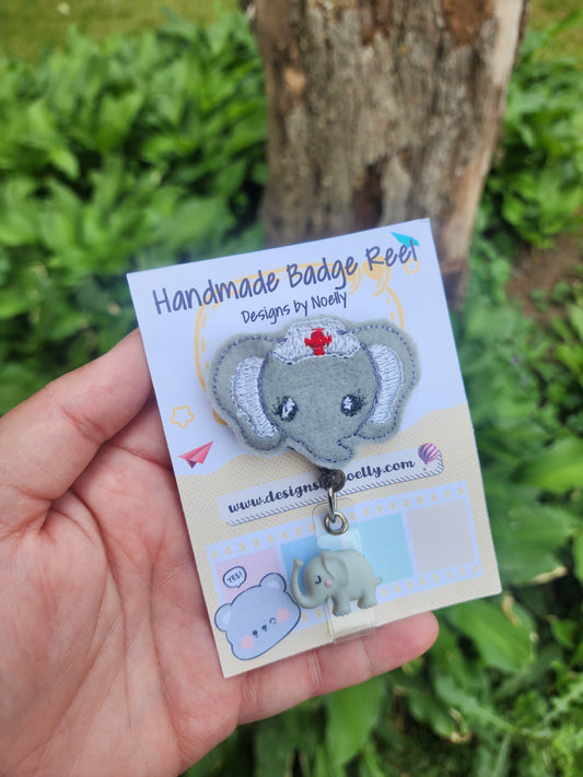 Elephant Nurse Feltie Badge Reel