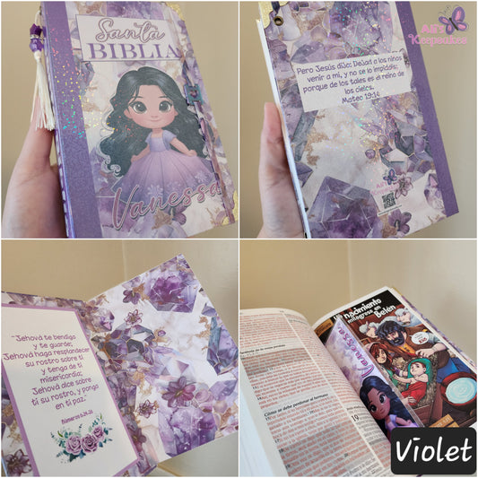 Biblia Para Niñas "Violet" | Violeta | Flores | Reina Valera 1960 | Kid's Bible | Girls