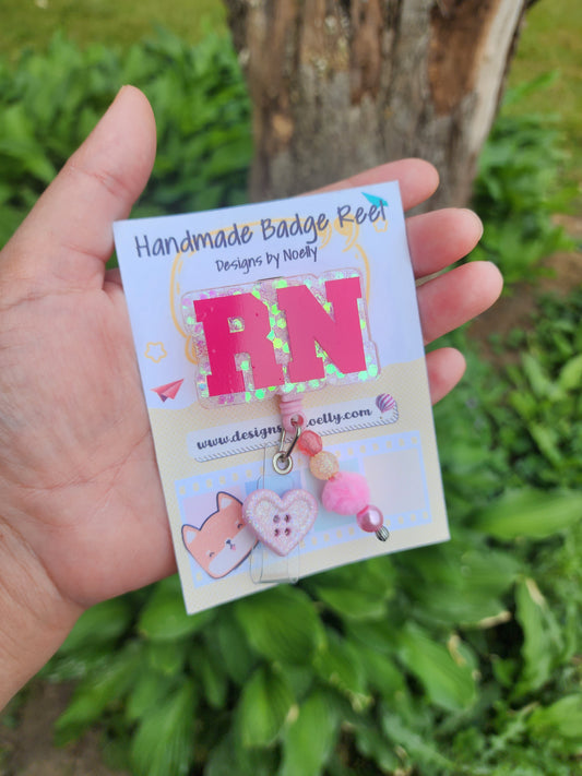 RN Pink Glitter Badge Reel