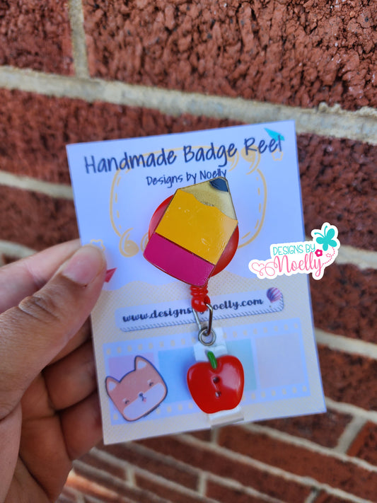 Pencil and Apple Badge Reel