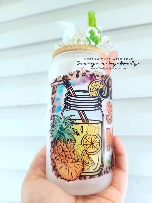 Sweet Summer Time Lemon Can Glass Cup