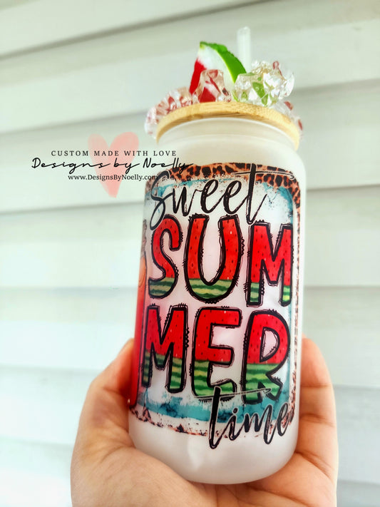 Sweet Summer Time Watermelon Can Glass Cup