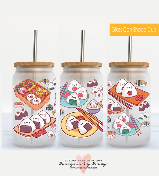 Kawaii Sushi Tumbler 16oz Glass Can