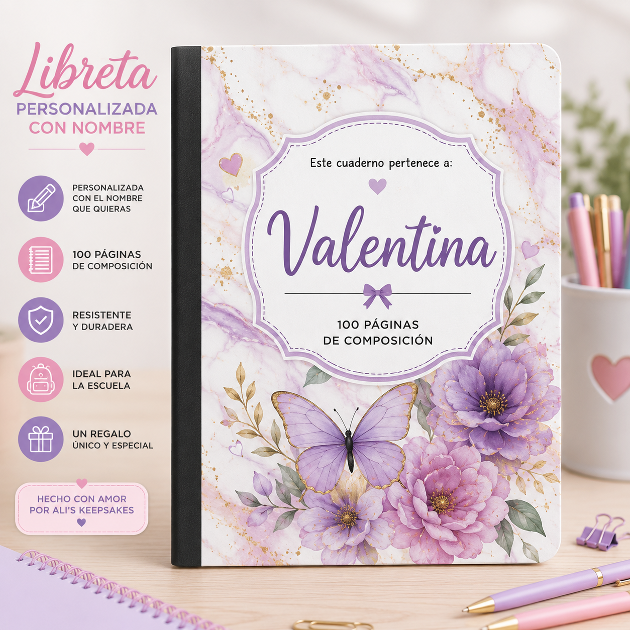 Libreta de Composición Personalizada con Nombre