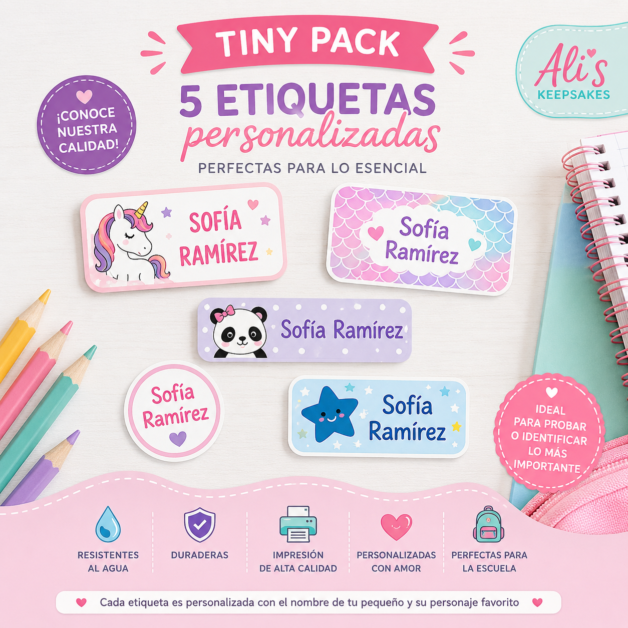Etiquetas Escolares Personalizadas - Holográfico