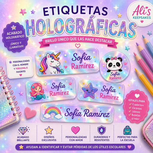 Etiquetas Escolares Personalizadas - Holográfico